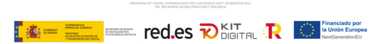 Logos oficiales del Programa Kit Digital, Red.es, Gobierno de España y Unión Europea (NextGenerationEU)